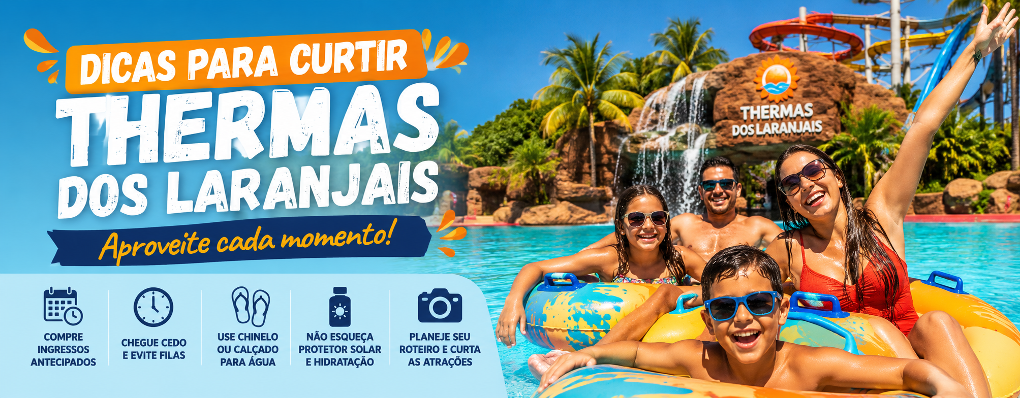 Família curtindo o Thermas dos Laranjais depois de anotar dicas para aproveitar bem o parque aquático