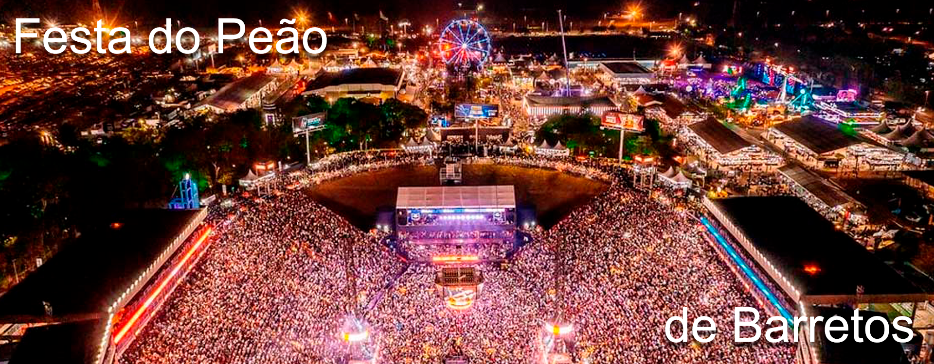 Imagem da Festa do Peão de Barretos durante à noite, com as arquibancadas lotadas para o show