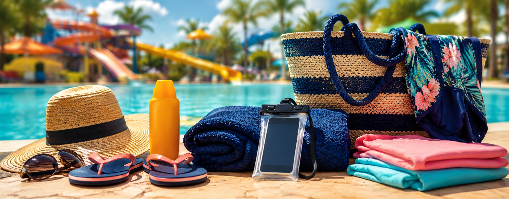 Bolsa, chinelo, óculos e outros itens ideais para quem não sabe o que levar para o parque aquático Hot Beach